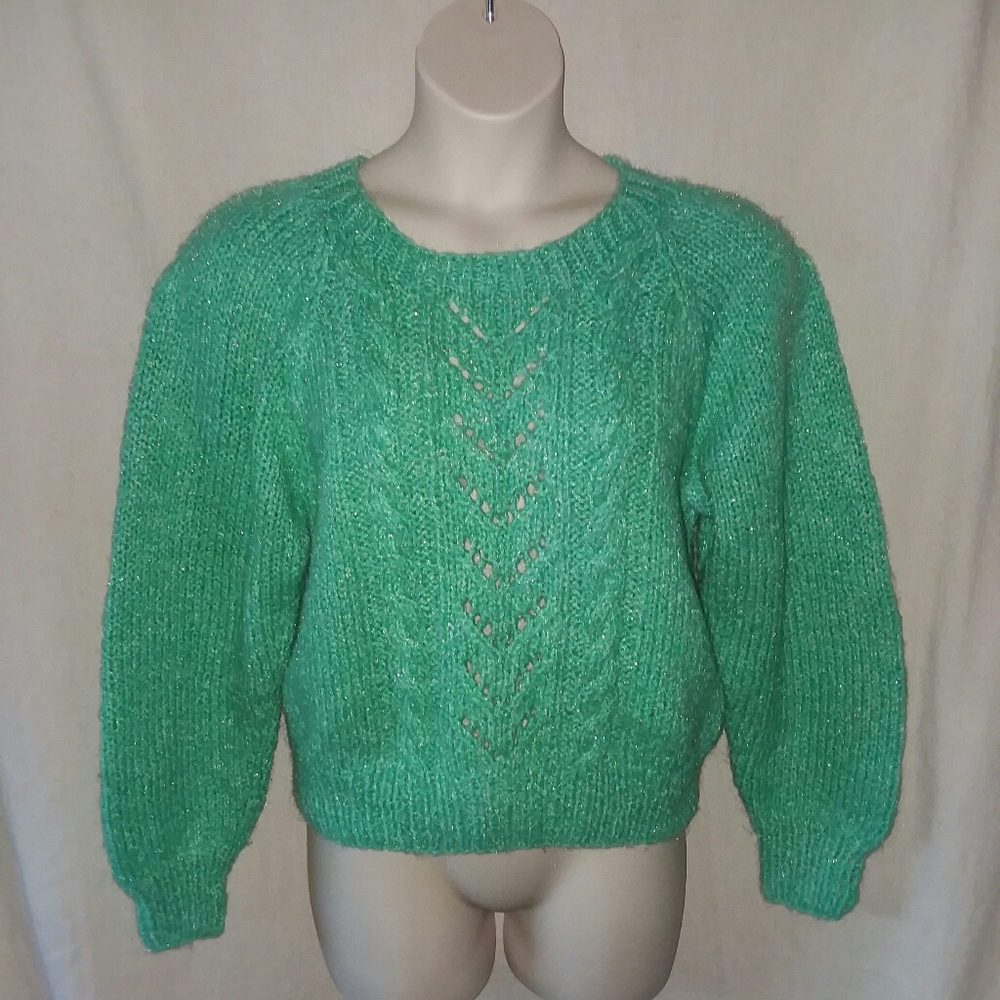 Green handknit sweater S